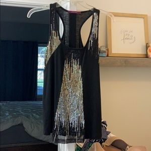 Black sequence tank top